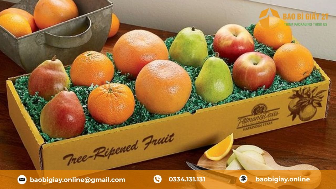 Thùng carton màu đẹp đựng hoa quả