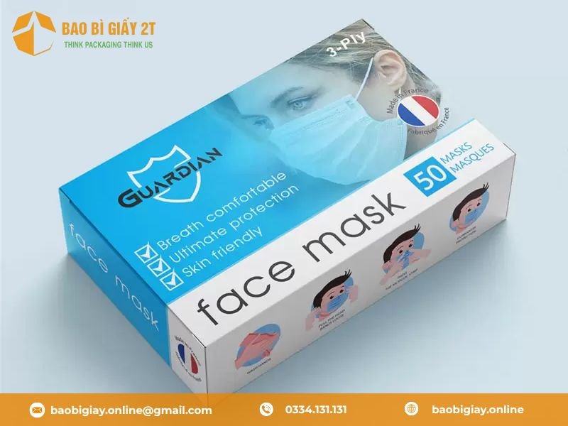 Một số mẫu thùng, hộp carton đựng khẩu trang được ưa chuộng
