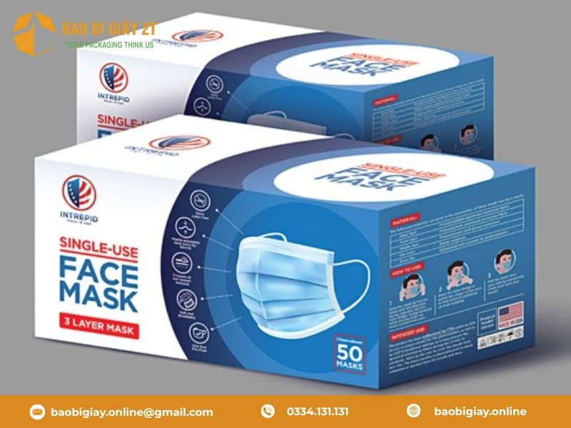 Một số mẫu thùng, hộp carton đựng khẩu trang được ưa chuộng