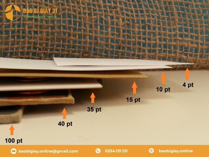 Một số định lượng giấy bìa cứng