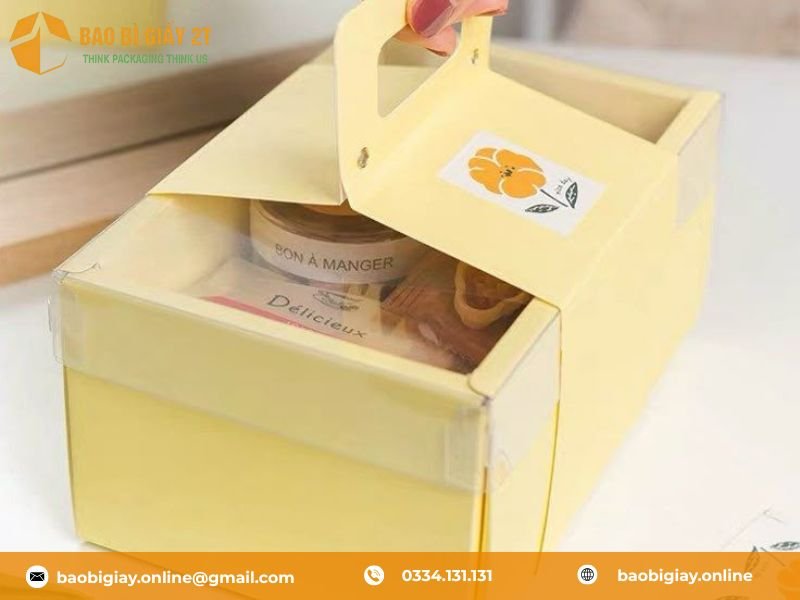 Hộp giấy dựng bénh kem kết hợp màng kính mỏng