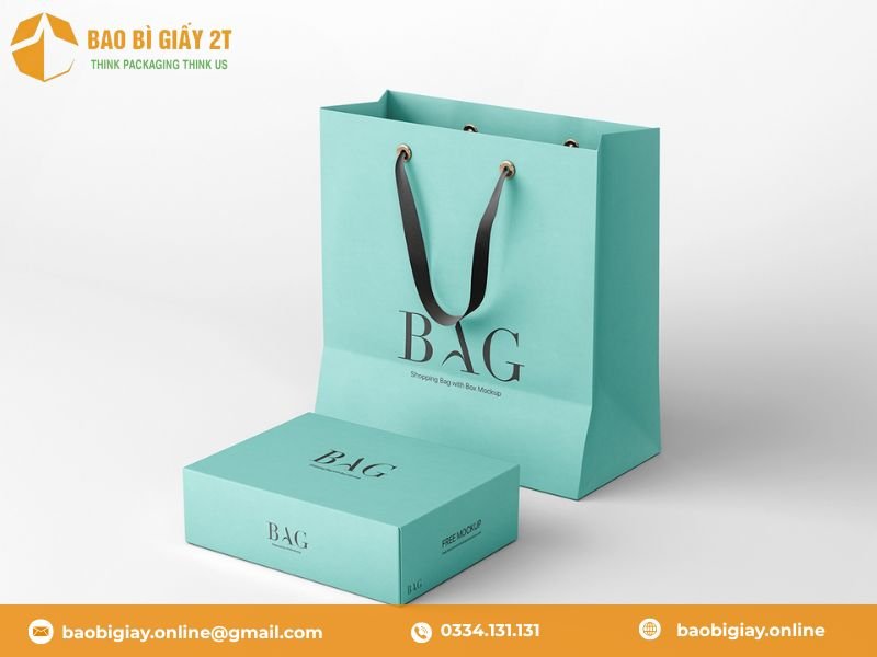 Hộp carton đựng túi xách kết hợp với túi giấy đựng hộp