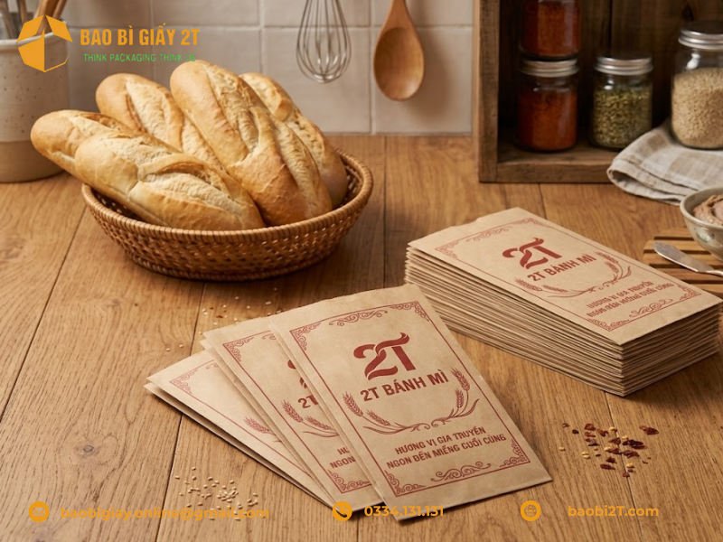 Mẫu túi giấy kraft đựng bánh mì