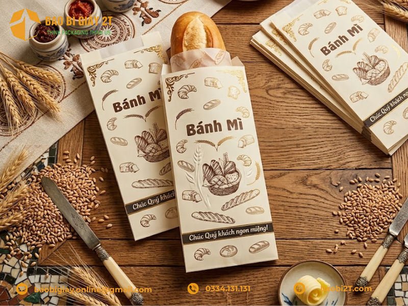 Mẫu túi giấy đựng bánh mì đẹp