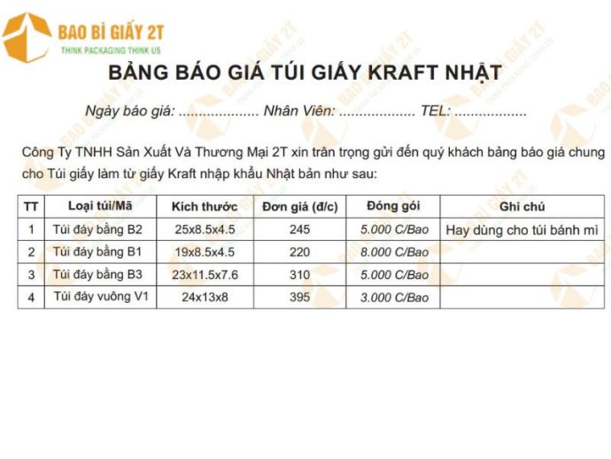 Bảng giá nhà cung cấp với số lượng từ 10.000 chiếc